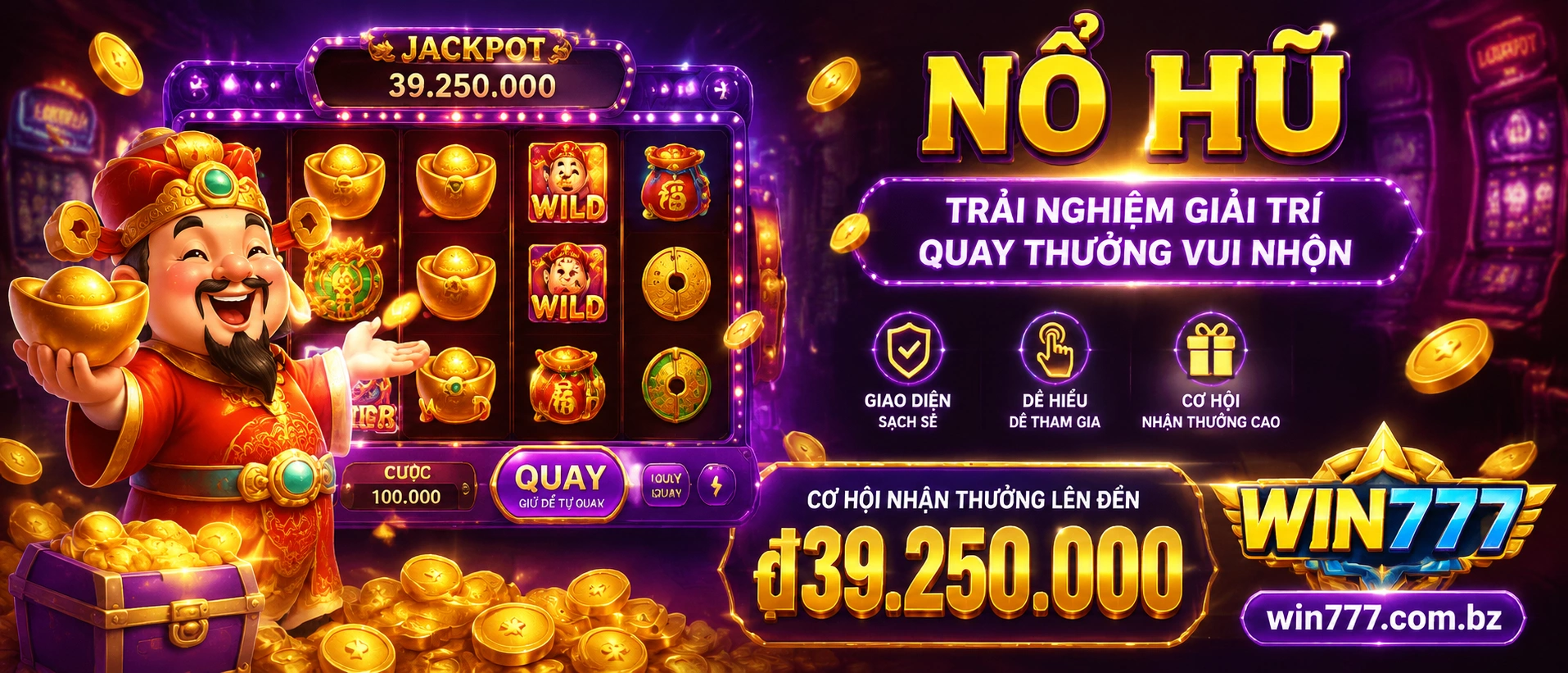 Ảnh giao diện Nổ Hũ mobile và khu ưu đãi trên WIN777